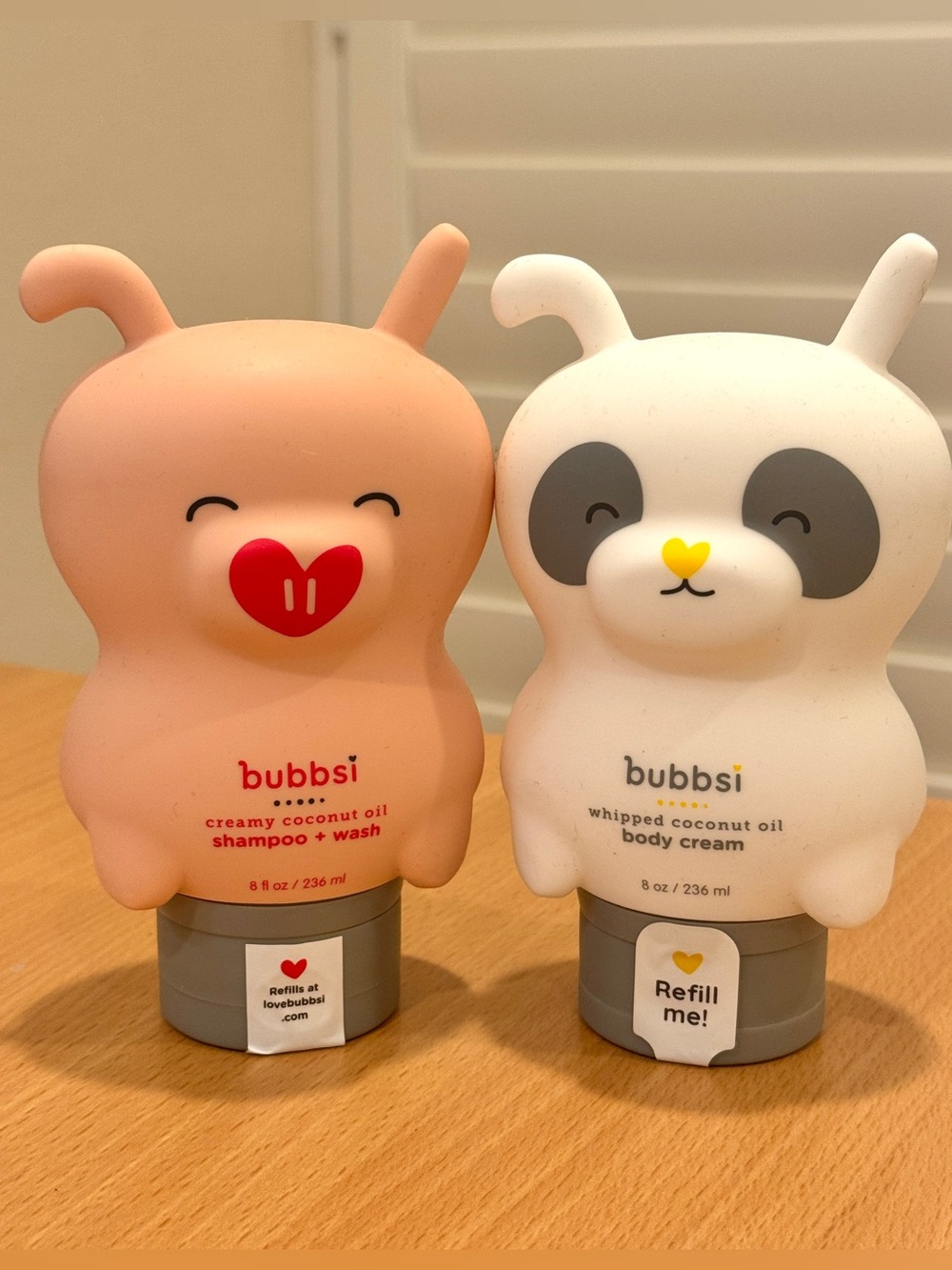 NEW Bubbsi Baby Creamy  Coconut Oil Shampoo + Wash and Body Cream Set 8 oz Each